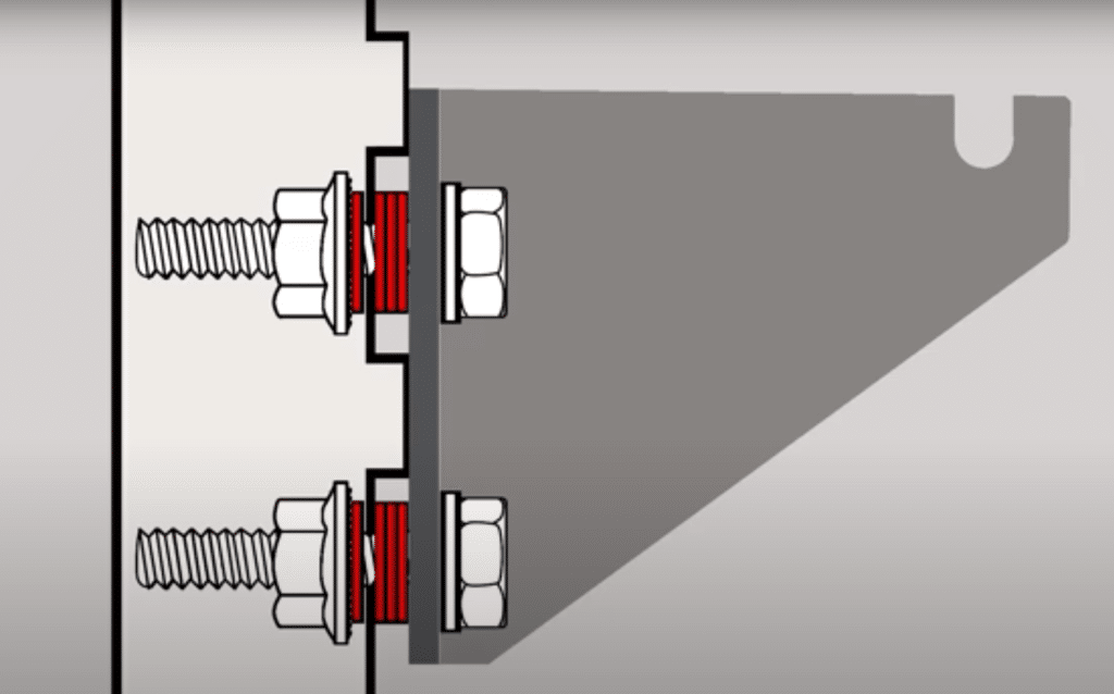 Technical drawing showing the position of additional required packers on Apex struts.