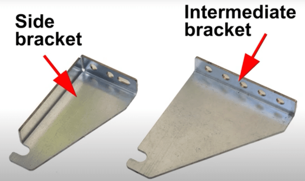 Photo showing the difference between side and intermediate brackets.
